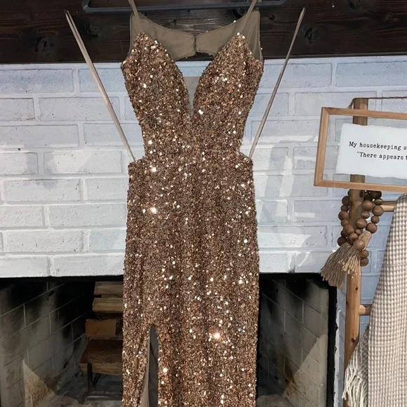 gold metallic dress plus size Plus Size Wavy Metallic Maxi Dress – 2020AVE main image 1